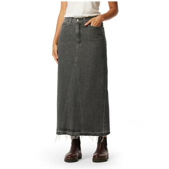 Levi Strauss Womens Black Denim Jean Maxi Skirt Size 0 Modest Church Fall Casual - Picture 3 of 9